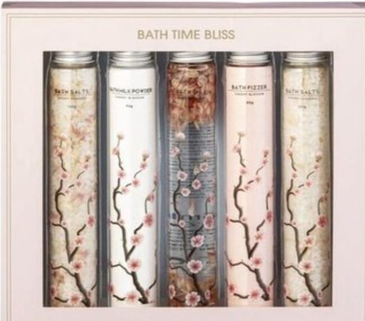 BATH TIME BLISS - Cherry Blossom - Cadeau set - Bad setje - geschenkset - Badzout 5 stuks.