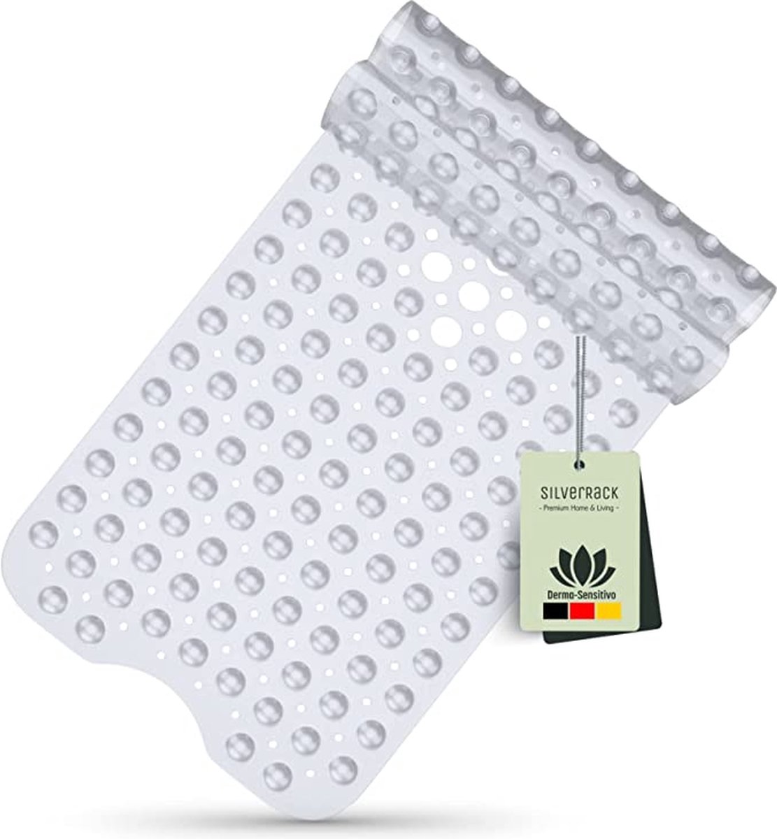 SilverRack Badmat, 100 x 40 cm (transparant), antislipmat, badkuip, BPA-vrij, voor kinderen en baby's, douchemat, schimmelbestendig en machinewasbaar, badmat antislip