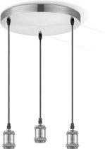 Home Sweet Home - Vintage Hanglamp Diy - 3 lichts hanglamp gemaakt van Metaal - Geborsteld staal - 30/30/109cm - Pendellamp geschikt voor woonkamer, slaapkamer en keuken- geschikt voor E27 LED lichtbron