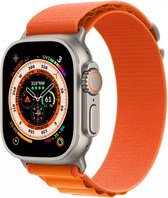 Smartwatchbandje Alpine By Ossora - Oranje - Geschikt voor Apple Watch bandje 42 / 44 / 45 / Ultra / 49mm - Nylon bandje - Apple Watch Ultra Alpine