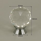 3 Pièces Bouton de Meuble Cristal - Transparent & Argent - 4.2*3.2 cm - Poignée de Meuble - Bouton pour Armoire, Porte, Tiroir, Armoire de Cuisine