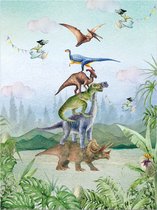 Kinderposter - Dino - Poster - 30X40 cm - Dino Party - Posters - Decoratie - Kinderkamer - Babykamer - Dieren - Dinosaurus - Stoer kado - Hip Kado - Studio Rak