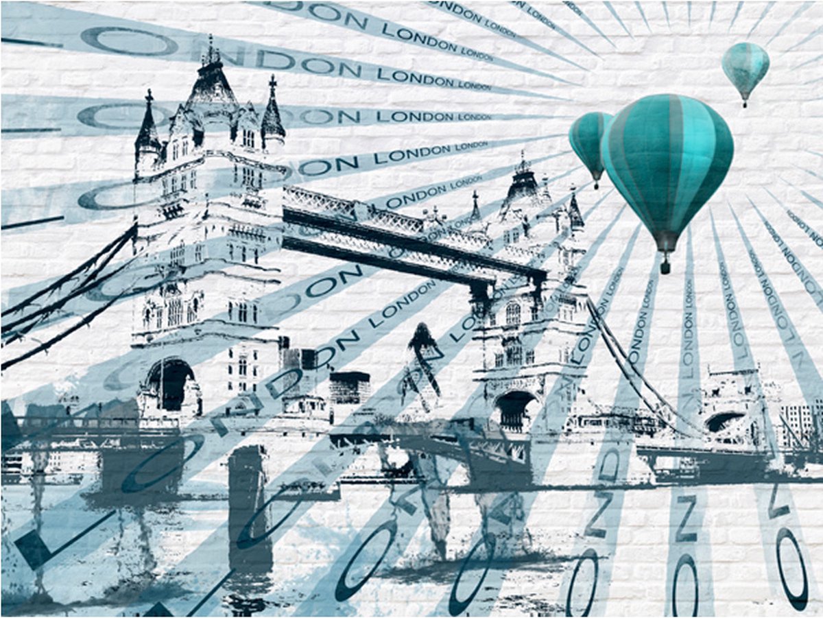 Fotobehang - Ballon vlucht over de Tower Bridge.