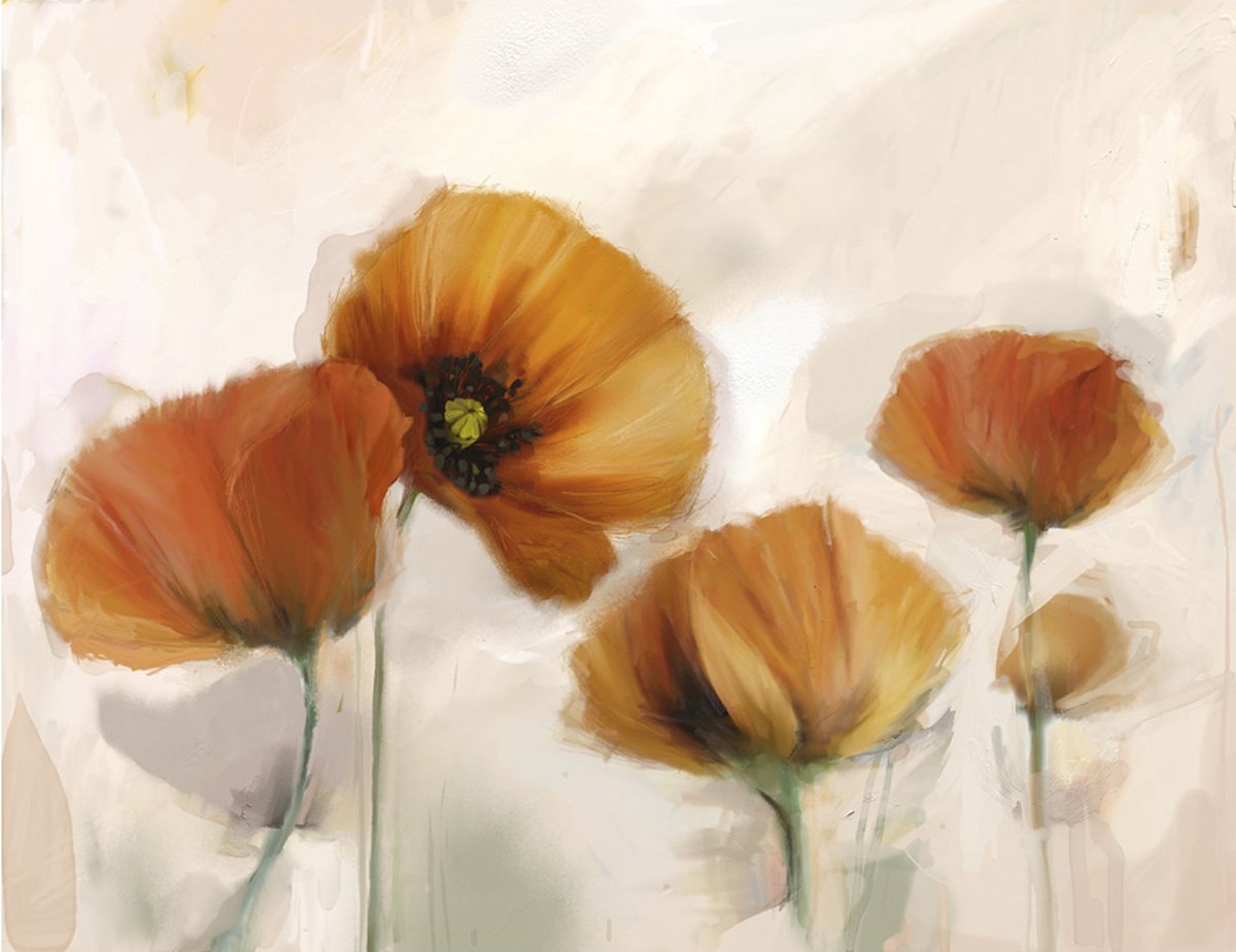 Fotobehang - Poppies - vintage.