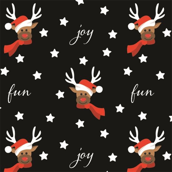 Set de 6 x Rouleaux de papier cadeau Noël /papier cadeau ocre jaune/noir renne 2,5 0 0,7 mètres - Papier Noël/papier cadeau