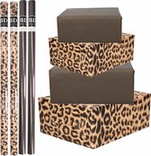 8x Rouleaux de papier d'emballage kraft paquet panthère/imprimé léopard noir 200x70 cm/emballage cadeau/papier d'expédition