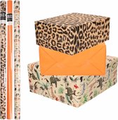 6x Rollen kraft inpakpapier jungle/panter pakket - dieren/luipaard/oranje 200 x 70 cm - cadeau/verzendpapier