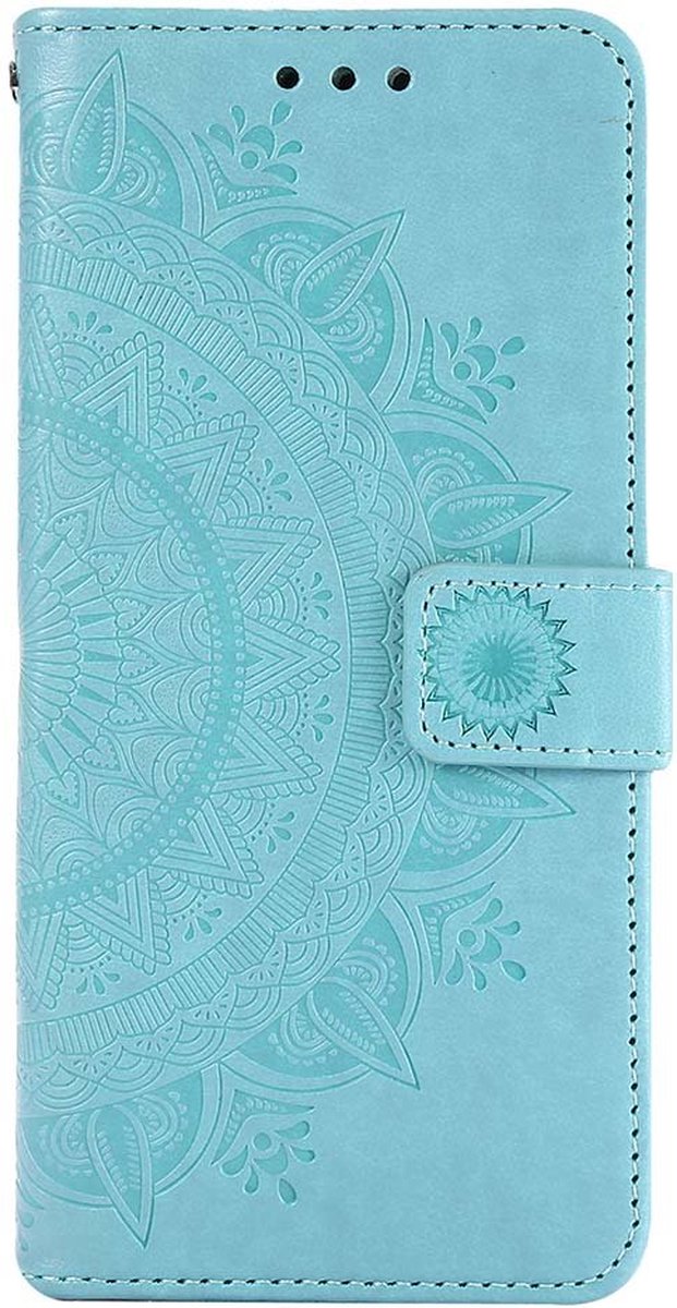 Shop4 - OnePlus 10 Pro 5G Hoesje - Wallet Case met Pasjeshouder Mandala Patroon Mint Groen