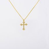 MeYuKu- Sieraden- 14 karaat gouden ketting met kruishanger