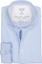 OLYMP Level 5 body fit overhemd 24/7 - lichtblauw met wit gestreept tricot - Strijkvriendelijk - Boordmaat: 40