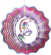 Spin Art Windspinner RVS Eenhoorn/ Unicorn, 12UNI307, Ø 30cm