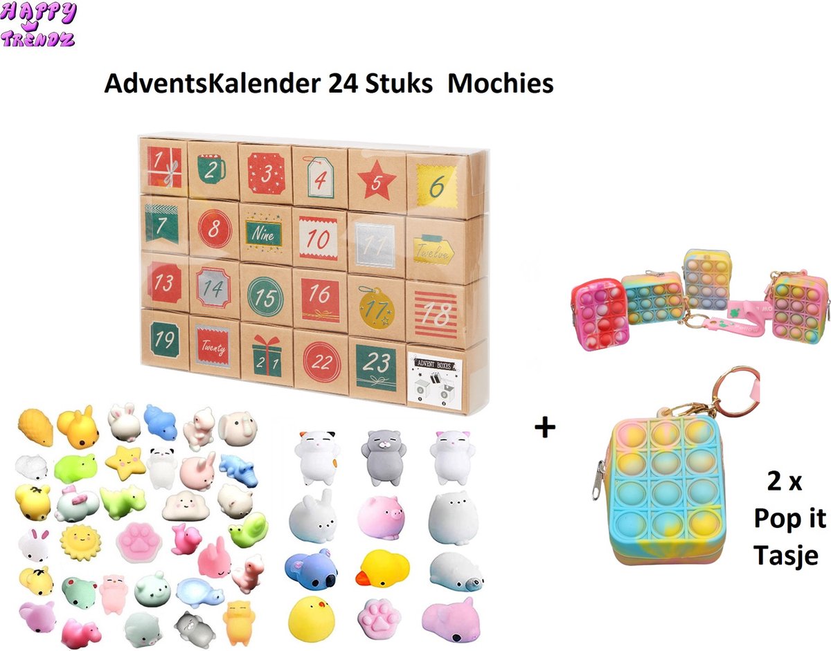 Calendrier De L'Avent Mochi Squishy 2025 – 24 Animaux Kawaii, Réutilisable, Jouets Anti-stress