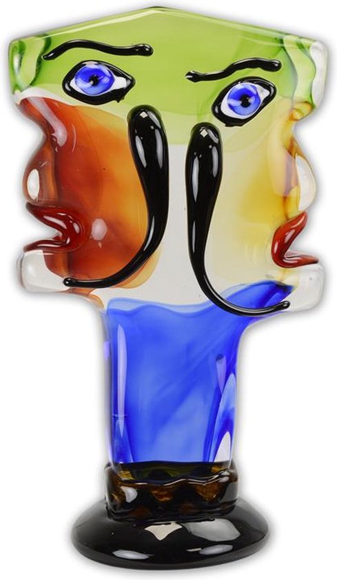 A MURANO STYLE ABSTRACT GLASS FIGURINE OF A FACE Hoogte: 30,7 Breedte: 11,2 Lengte: 17,8