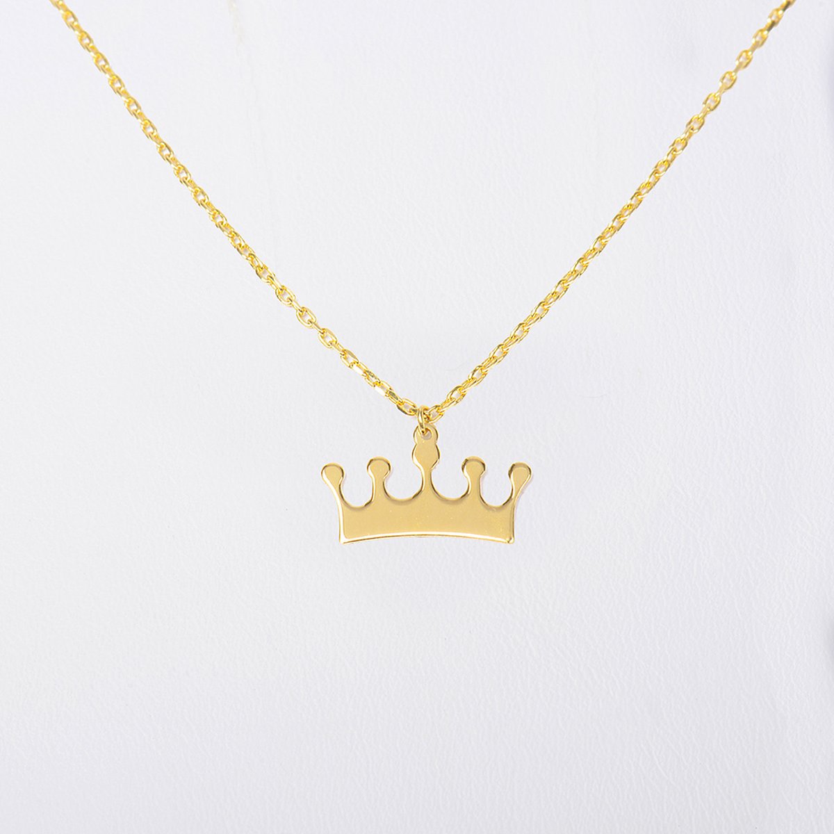 MeYuKu- Sieraden- 14 karaat gouden ketting met kroon hanger