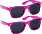 Hippe party - zonnebrillen - fuchsia roze - carnaval/verkleed - 2 stuks