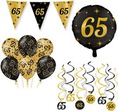 65 Jaar Verjaardag Decoratie Versiering - Feest Versiering - Swirl - Folie Ballon - Vlaggenlijn - Ballonnen - Man & Vrouw - Zwart en Goud