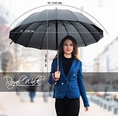 BERKATMARKT - Royal Walk Automatische paraplu voor dames en heren, windbestendig, robuust, anti-spatwater, XXL, grote maat, paraplu, golf, voor 2 personen, houten handvat, 16 baleinen, 120 cm