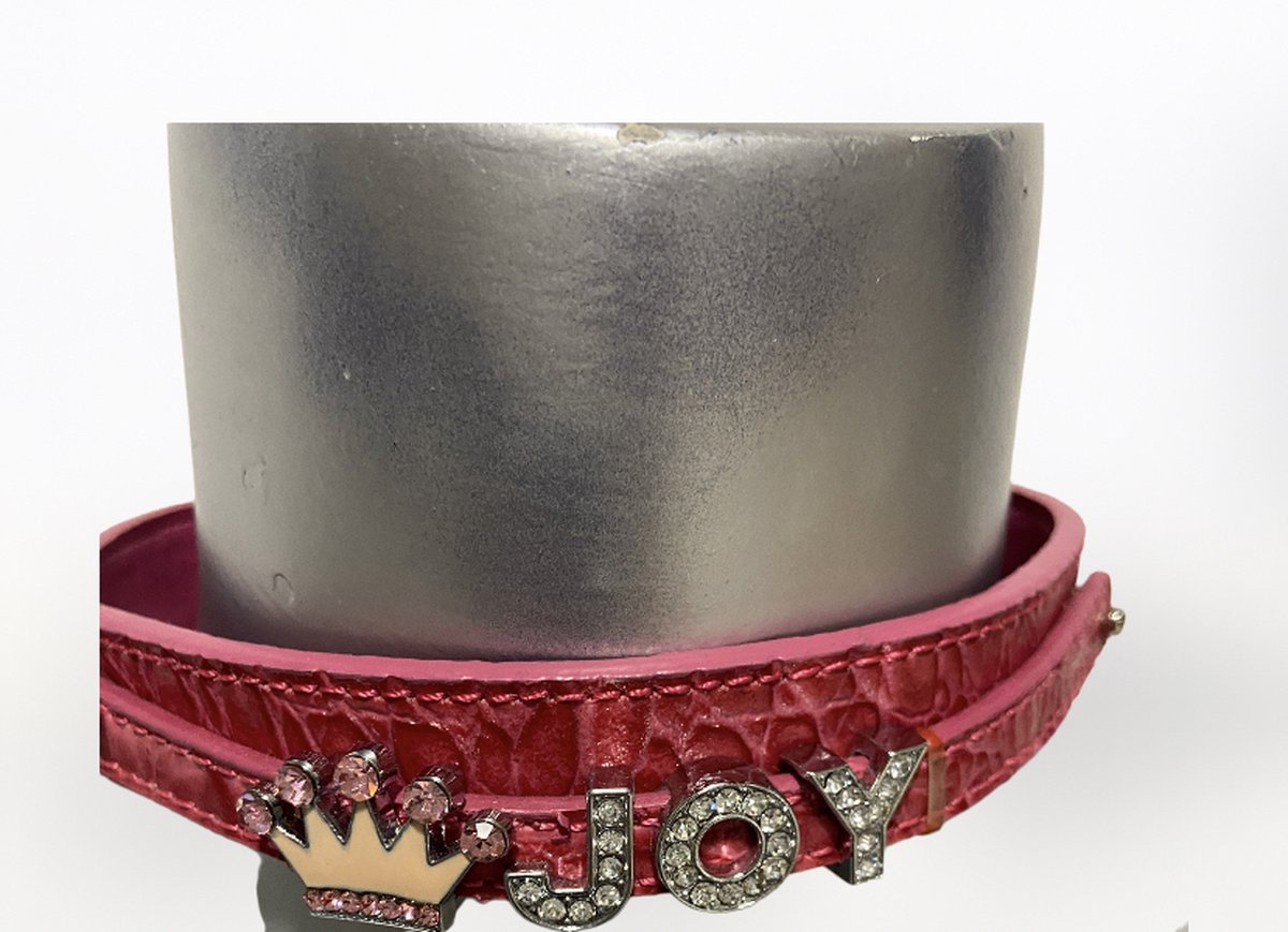 Body Pleasure Bordeaux Rode Hondenhalsband met Steentjes – Naam Joy – Luxe Look