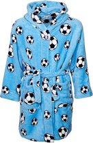 Playshoes - Fleece badjas voor kinderen - Voetbal - Blauw - maat 110-116cm