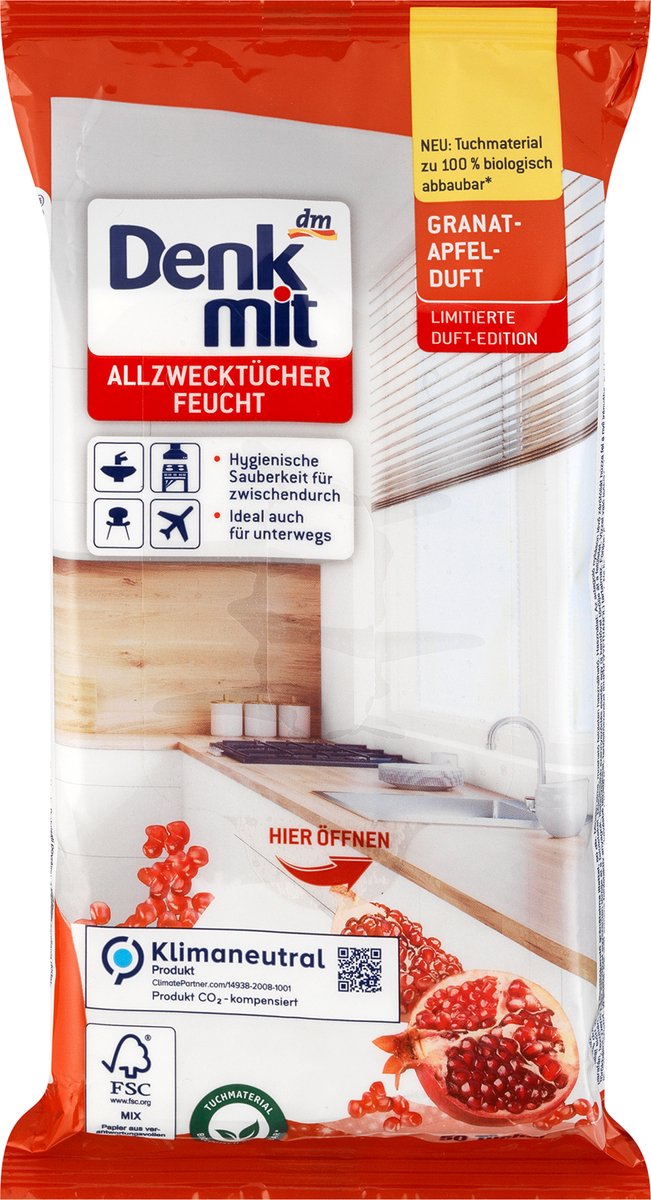 Denkmit Allesreiniger Schoonmaakdoekjes - Granaatappel - 50 stuks | Schoonmaakdoekjes Limited Edition | Hygiënische Frisheid