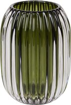 Luxe Theelichthouder - Geribbeld Glas - Groen