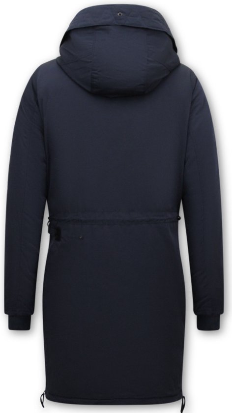 Manteau Long Rembourré Femme avec Capuche - 8836 - Blauw