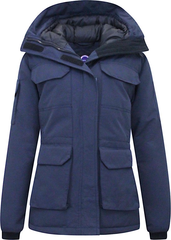 Dames Winterjassen Halflang Gewatteerd 7603 Blauw