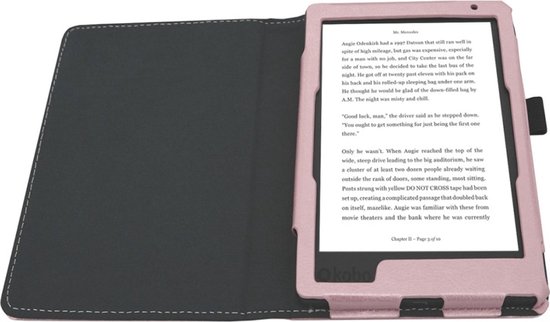 Hoes geschikt voor Kobo Aura Edition 2 - Book Case Premium Sleep Cover Kunstleer Hoesje met Auto/Wake Functie - Roze van Merkloos — afbeelding 5