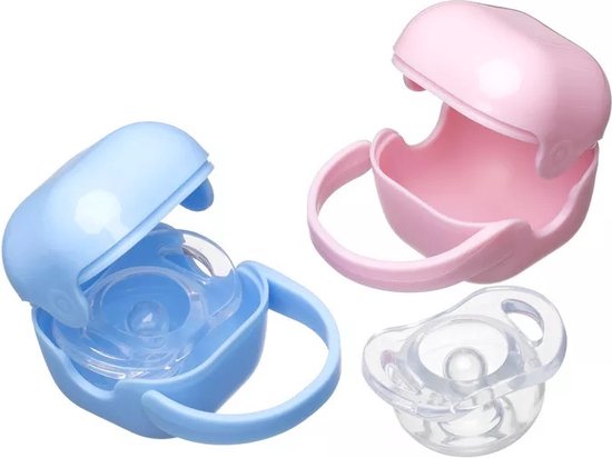 Grade Siliconen Fopspeen Zacht Beschermen Baby's Tandvlees - Soother Speen - Dummy Fopspeen met Opbergdoos Box - Baby Speen - 0-6 maanden - blauw van LittleInches — afbeelding 4