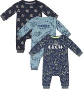 Charlie Choe - 3pack - Boxpakjes - slaappakjes - Navy met draken - Blauw met dino's - Blauw Glow sterrenhemel - Maat 74