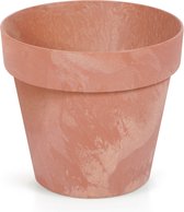 Kunststof bloempotten betonlook 25 cm terracotta - Bloempotten/plantenpotten voor binnen en buiten