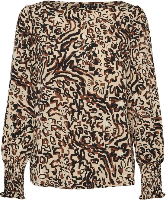 Vmlydia Ls V Neck Smock Top Black Aop Black W P