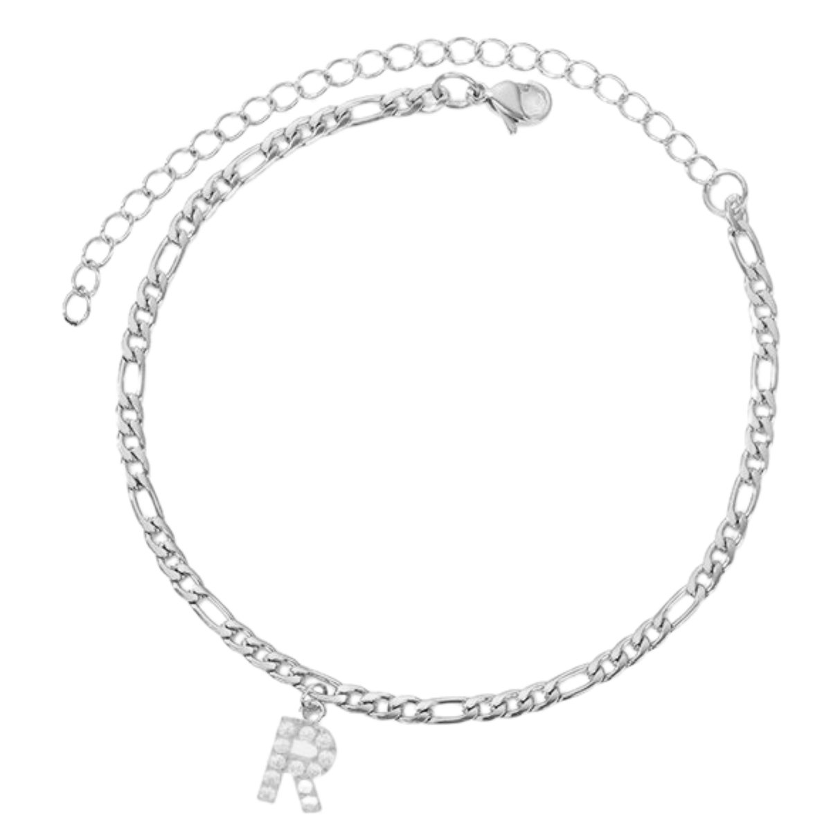 Enkelbandje - Enkelbandjes Dames - Enkelbandje Zilver - Initials - Zilverkleurig - Letter R