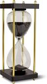 Afbeelding van het spelletje Elegante zandloper 30 minuten chronometrie, decoratieve zandloper van glas met fijn zwart-glinsterend zand veredeld met gouden zijsteunen