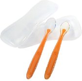 Baby Lepeltjes - Eerste Hapjes - Bestek Lepel - Babylepel - Siliconen lepels - Kinderbestek - BPA vrij eetlepel Set van 2 - Oranje