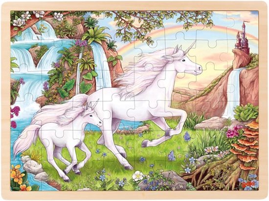 Puzzle - Licorne - Unicorn - dès 3 ans - 48 pièces - bois - puzzle licorne  en bois - Goki | bol