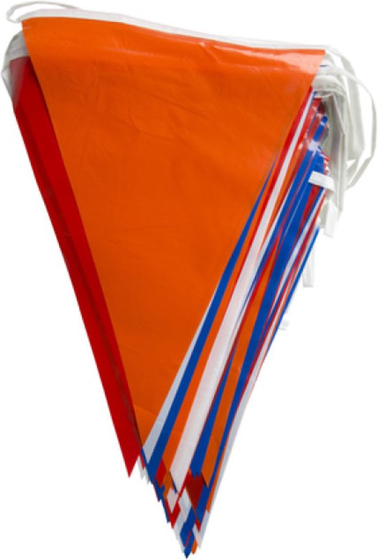 Vlaggenlijn Nederland 40 meter - 100 vlaggen - WK Special - Oranje - Rood Wit Blauw Vlaggenlijn