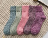 5 Paar Wollen Sokken - Vrouwen - One Size Fits All (Maat 38 t/m 41) - Verschillende Kleuren