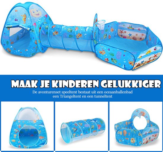 Tunnel Pliable Pour Enfants Avec Balles Tente, Gris-Bleu: Gris