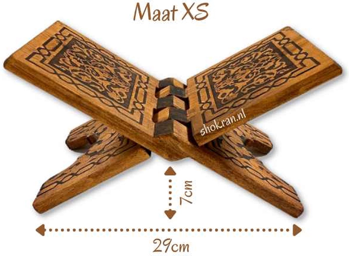Quran Houder & Boekstandaard - Maat XS - Stevig Hout - Inklapbaar - Turkije
