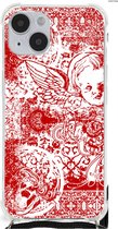 Telefoonhoesje Geschikt voor iPhone 14 Plus Hippe Hoesjes met transparante rand Angel Skull Red