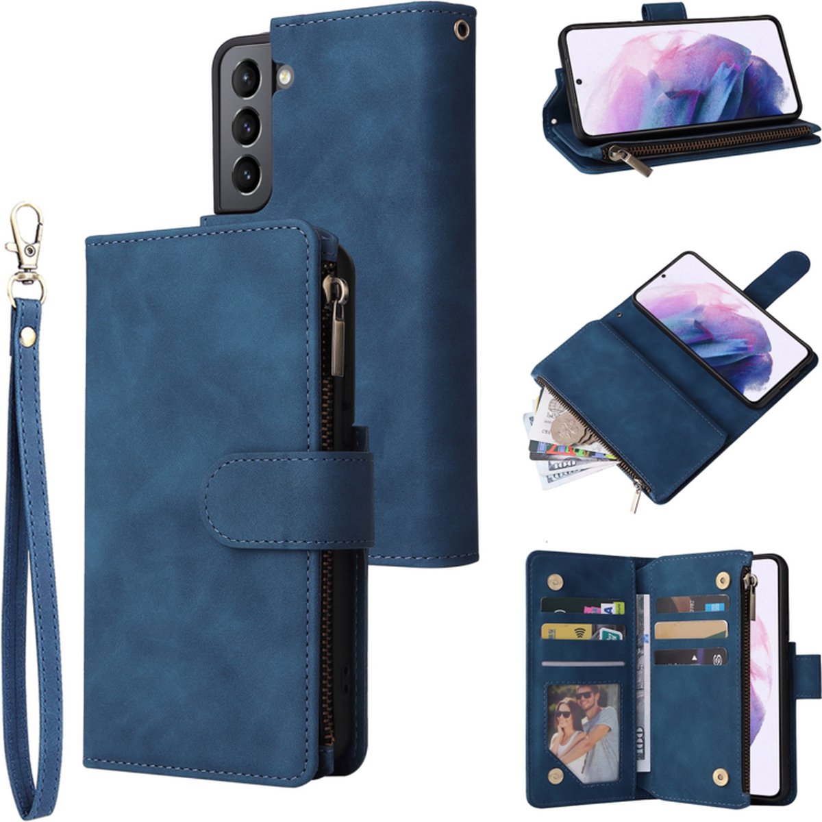 BookCover Wallet Etui geschikt voor Samsung Galaxy S22 PLUS - 5G Blauw