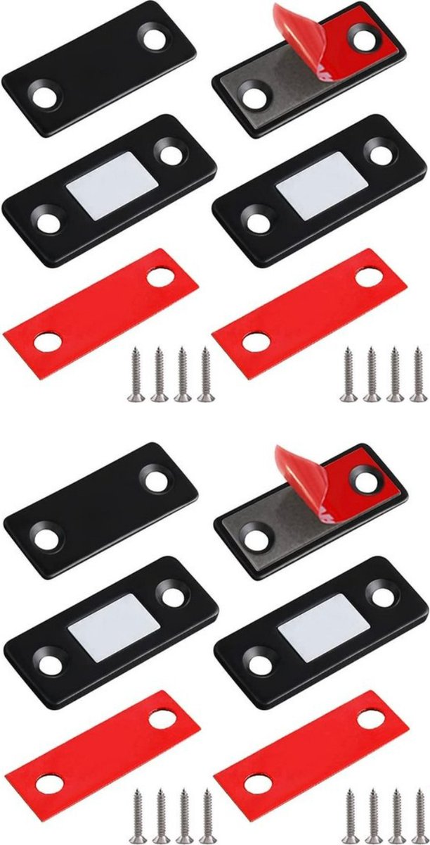 TLVX Magneetsnapper / Platte magneten / 4 sets / Zinaps / Magneet / Deurmagneet / Zelfklevende Deurmagneten / Magneet kastdeur / Kastdeuren magneet / Kabinet Magnetisch Ultra Dun / Zwarte magneet / Magnetische Sluitingsdeur / Lade Magneet Sluiting