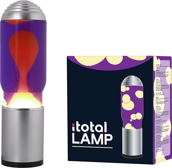 i- Total Lava Lampe avec Diffuseur | tapis de pied en aluminium | jaune lave et violet liquide