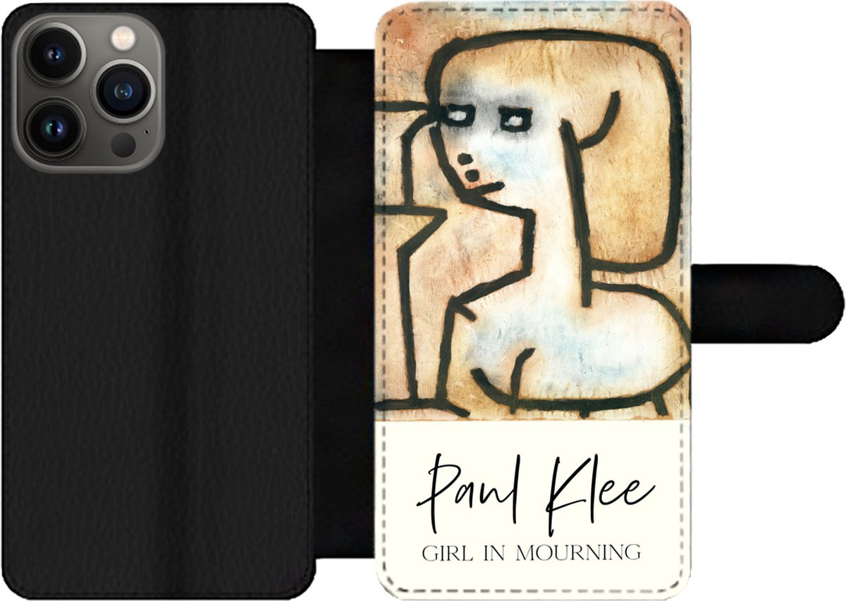 Telefoonhoesje Geschikt voor iPhone 13 Pro Max telefoonhoesje - Kunst - Paul Klee - Girl in mourning - Met vakjes - Wallet case met magneetsluiting