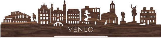 Standing Skyline Venlo Notenhout - 40 cm - Woon decoratie om neer te zetten en om op te hangen - Meer steden beschikbaar - Cadeau voor hem - Cadeau voor haar - Jubileum - Verjaardag - Housewarming - Aandenken aan stad - WoodWideCities