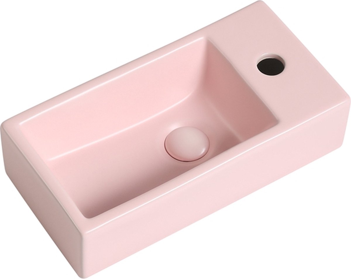 Fontein Mia 40.5x20x10.5cm mat roze inclusief afvoerplug rechts