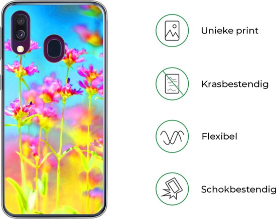 Coque Samsung Galaxy A40 - Fleurs - Art - Psychédélique - Siliconen