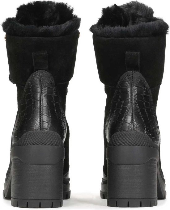 BiJerou Bottes Talons Bas Femmes - Baskets Montantes Hiver Cuir Tendance - Confort Gym & Quotidien