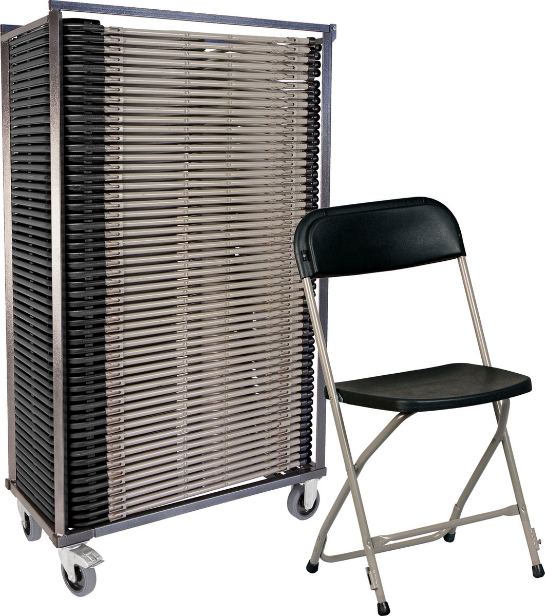 50 x klapstoel Titan | in transportkar | actiepakket | zwart met linking
